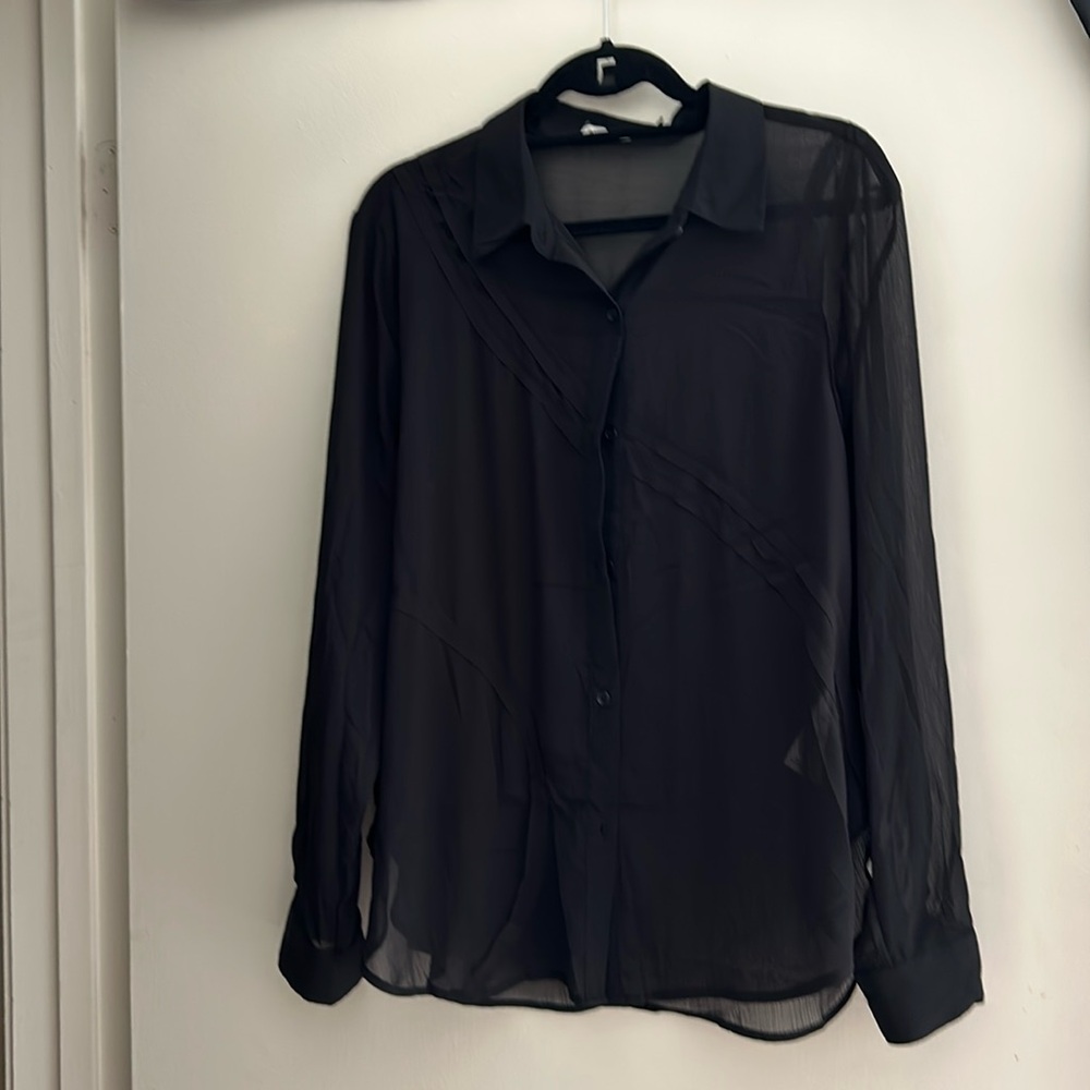 NWT Rebecca Minkoff  sheer black blouse size Large